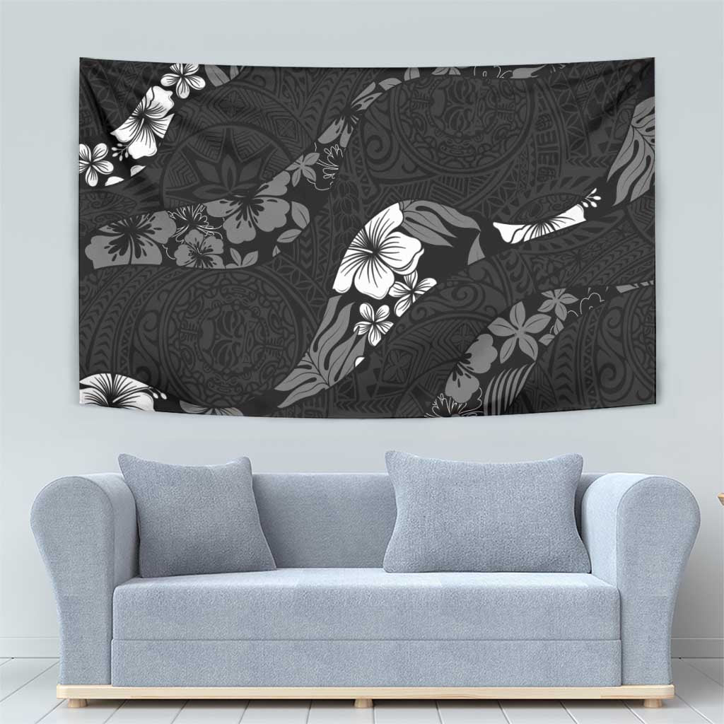 Aloha Hawaii Floral Tapa Tapestry Patchwork Charcoal - Polynesian Pride