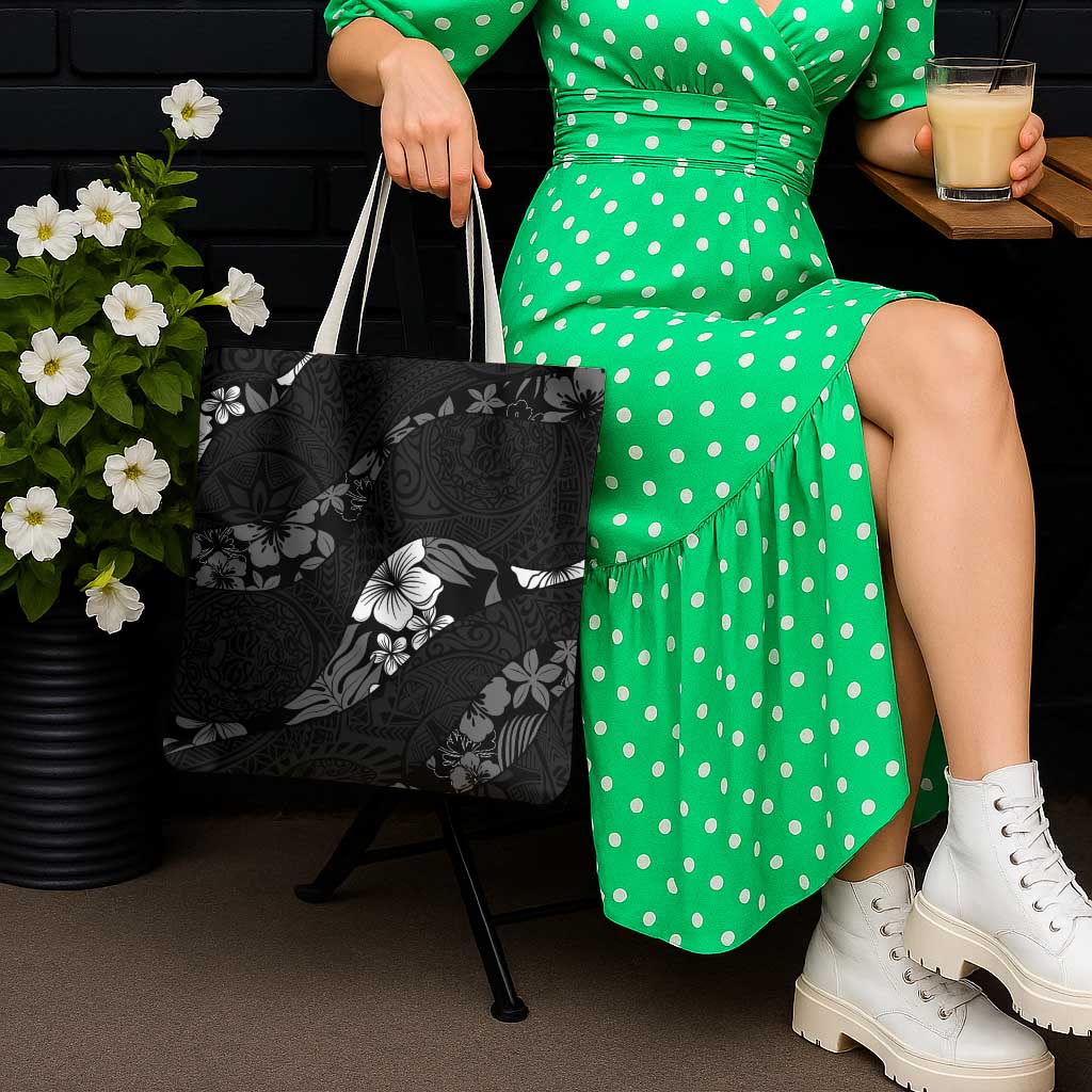 Aloha Hawaii Floral Tapa Tote Bag Patchwork Charcoal - Polynesian Pride