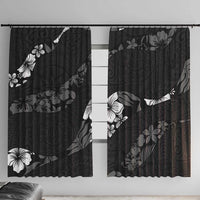 Aloha Hawaii Floral Tapa Window Curtain Patchwork Charcoal LT7 With Hooks Charcoal - Polynesian Pride