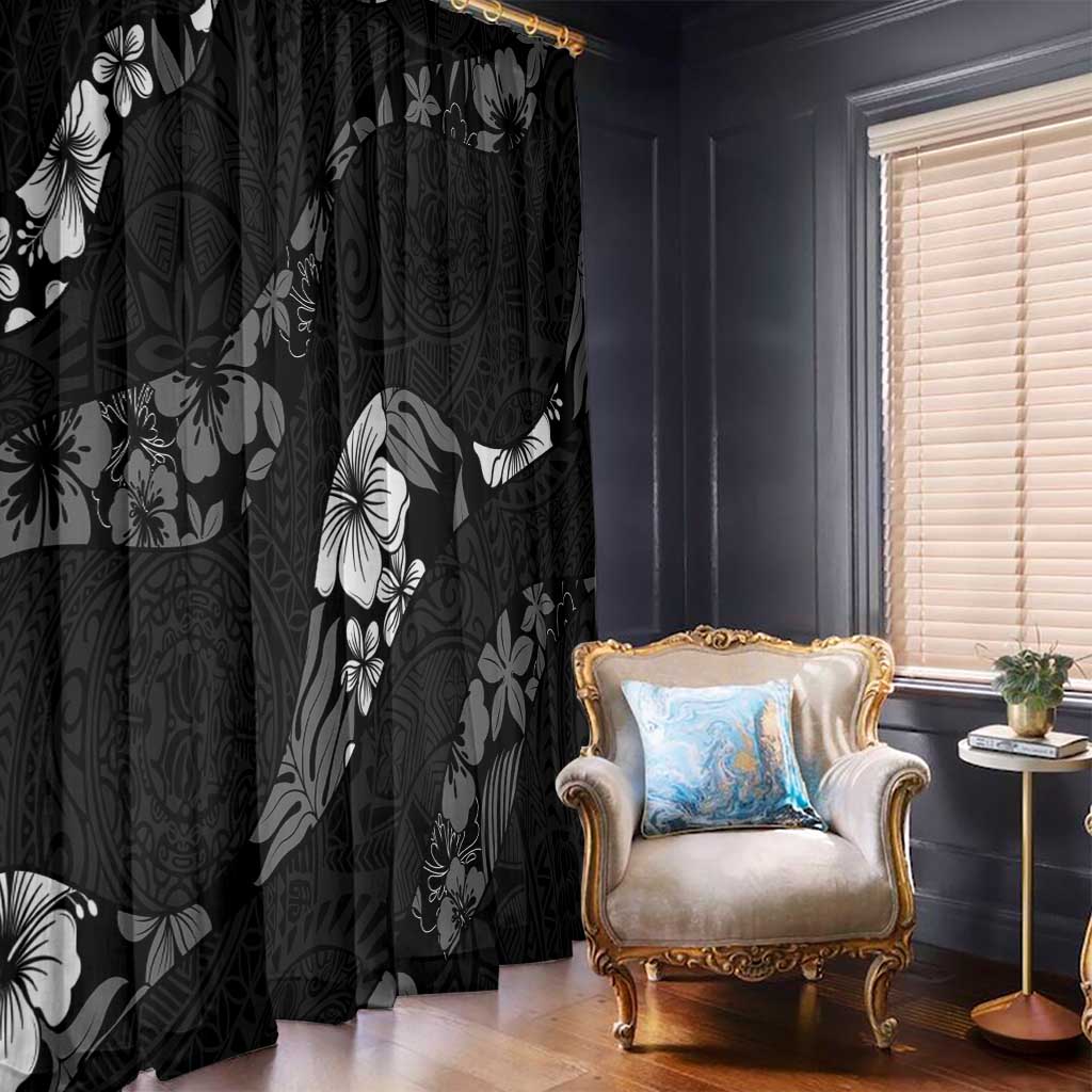Aloha Hawaii Floral Tapa Window Curtain Patchwork Charcoal LT7 - Polynesian Pride