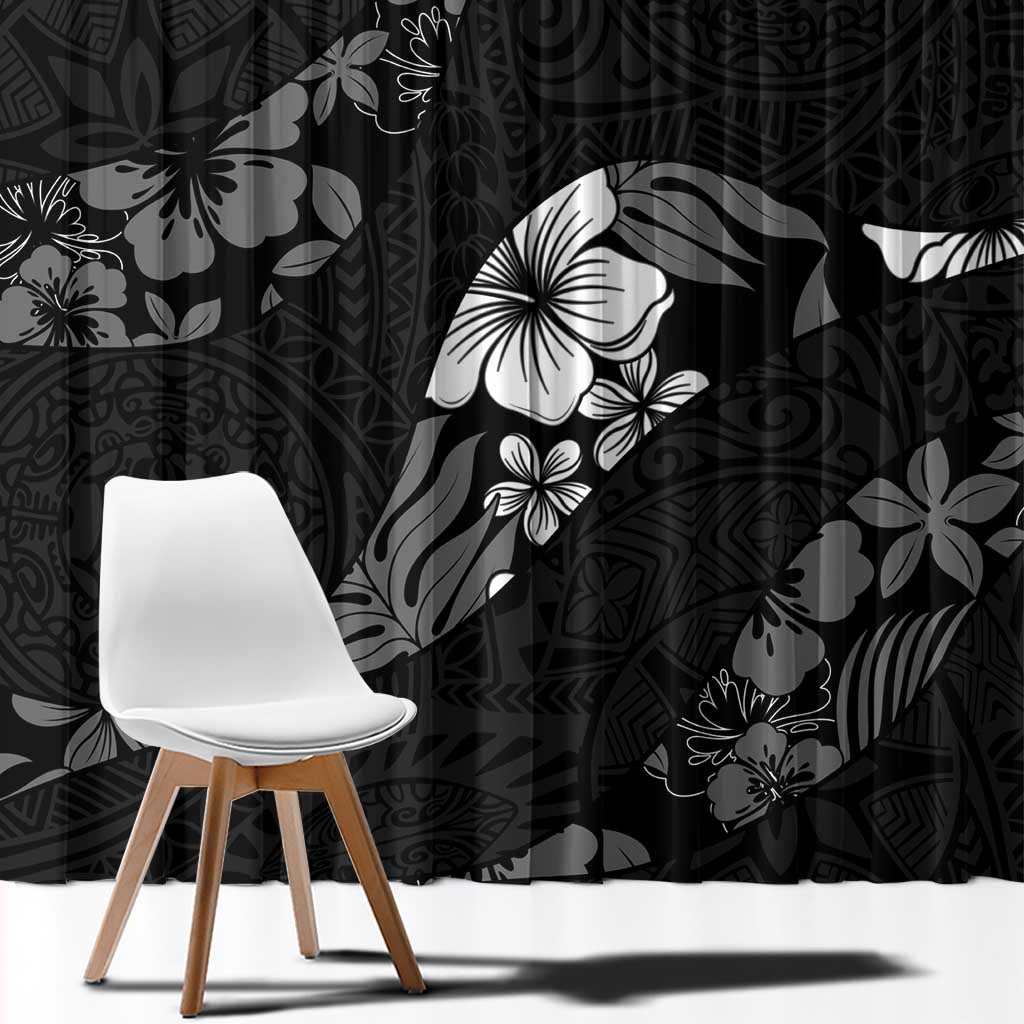 Aloha Hawaii Floral Tapa Window Curtain Patchwork Charcoal LT7 - Polynesian Pride