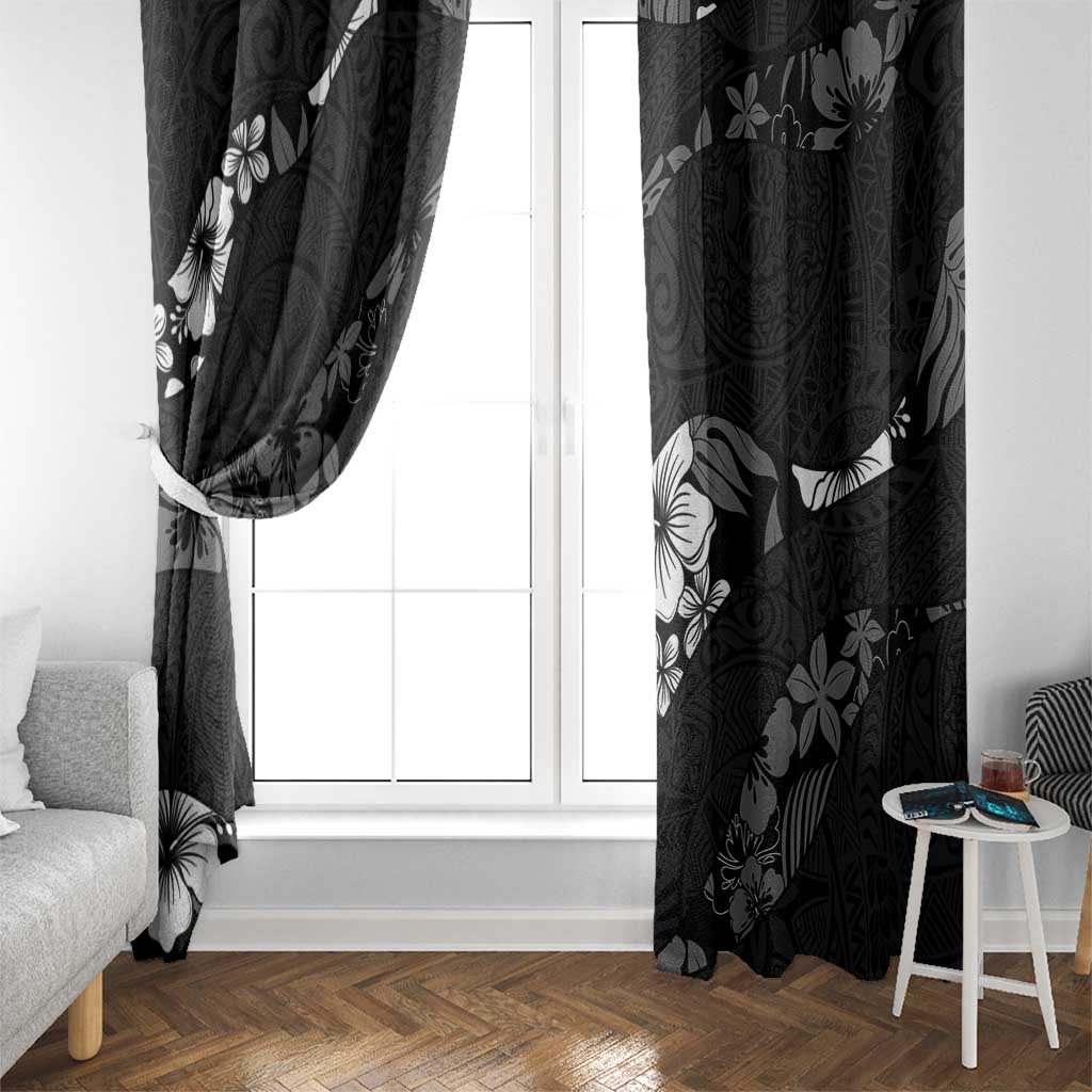 Aloha Hawaii Floral Tapa Window Curtain Patchwork Charcoal LT7 - Polynesian Pride
