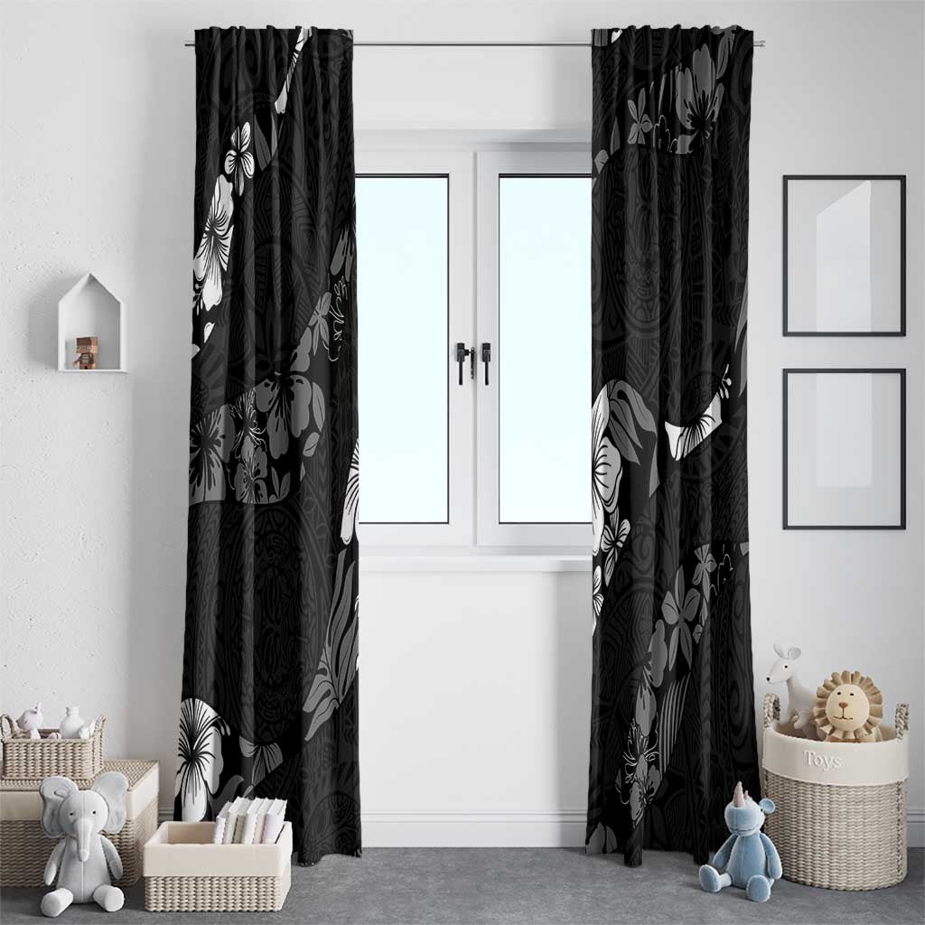 Aloha Hawaii Floral Tapa Window Curtain Patchwork Charcoal LT7 - Polynesian Pride