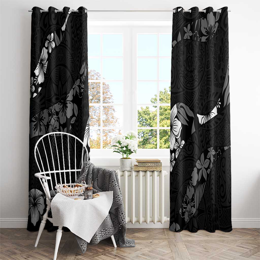 Aloha Hawaii Floral Tapa Window Curtain Patchwork Charcoal LT7 - Polynesian Pride