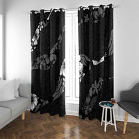 Aloha Hawaii Floral Tapa Window Curtain Patchwork Charcoal LT7 With Grommets Charcoal - Polynesian Pride