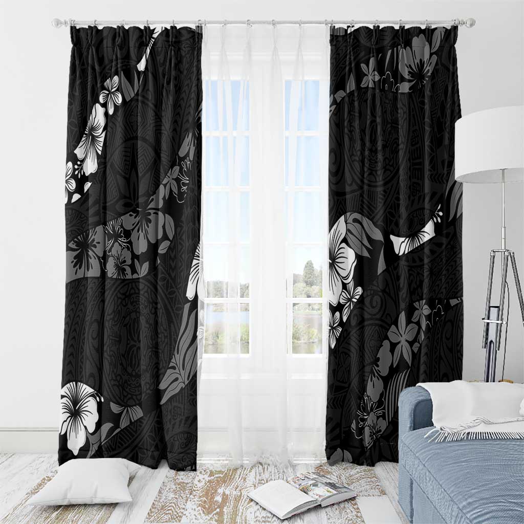Aloha Hawaii Floral Tapa Window Curtain Patchwork Charcoal LT7 - Polynesian Pride
