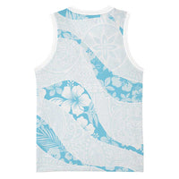 Aloha Hawaii Floral Tapa Basketball Jersey Patchwork Turquoise - Polynesian Pride