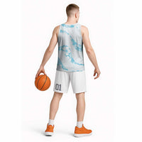 Aloha Hawaii Floral Tapa Basketball Jersey Patchwork Turquoise - Polynesian Pride