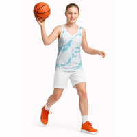 Aloha Hawaii Floral Tapa Basketball Jersey Patchwork Turquoise - Polynesian Pride