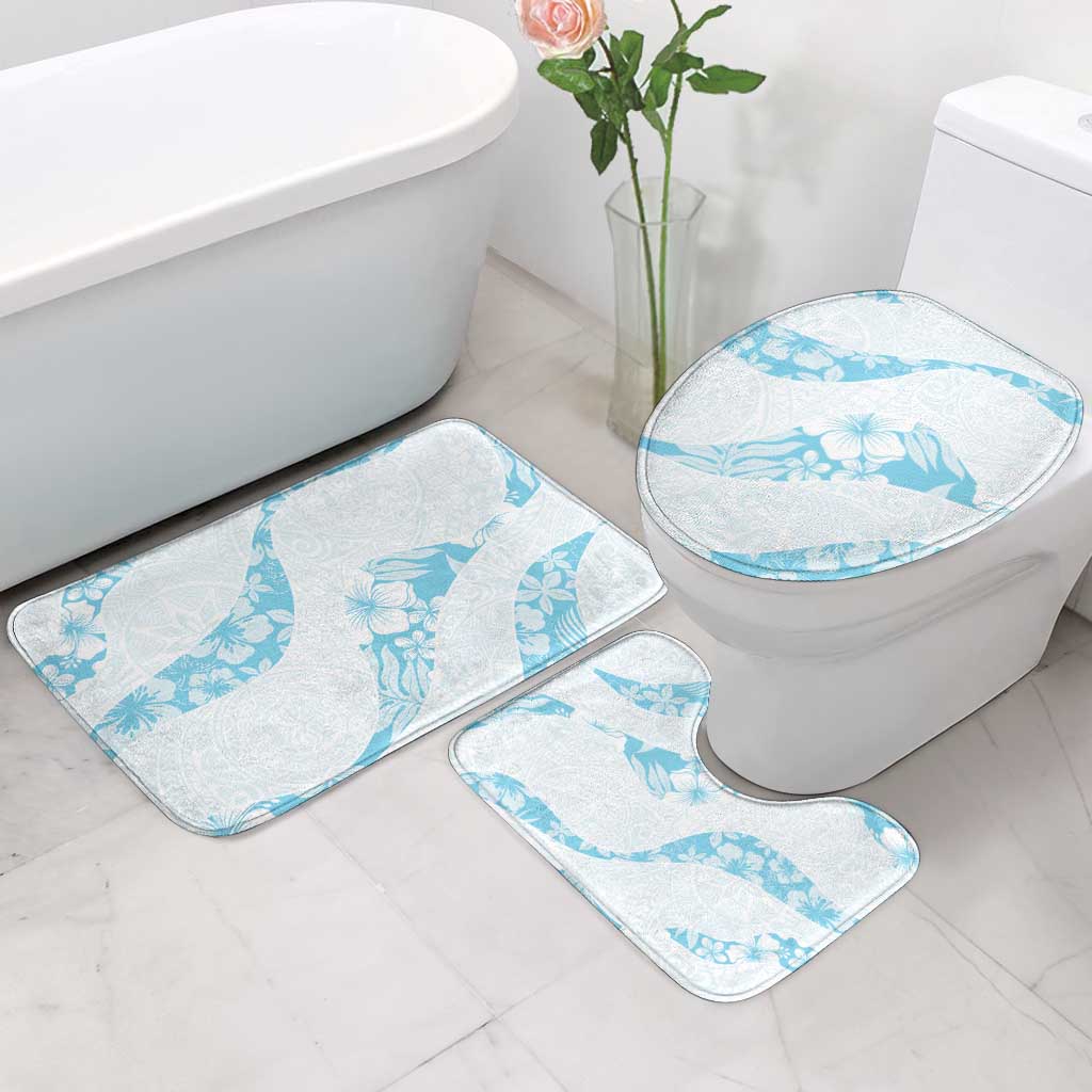 Aloha Hawaii Floral Tapa Bathroom Set Patchwork Turquoise - Polynesian Pride