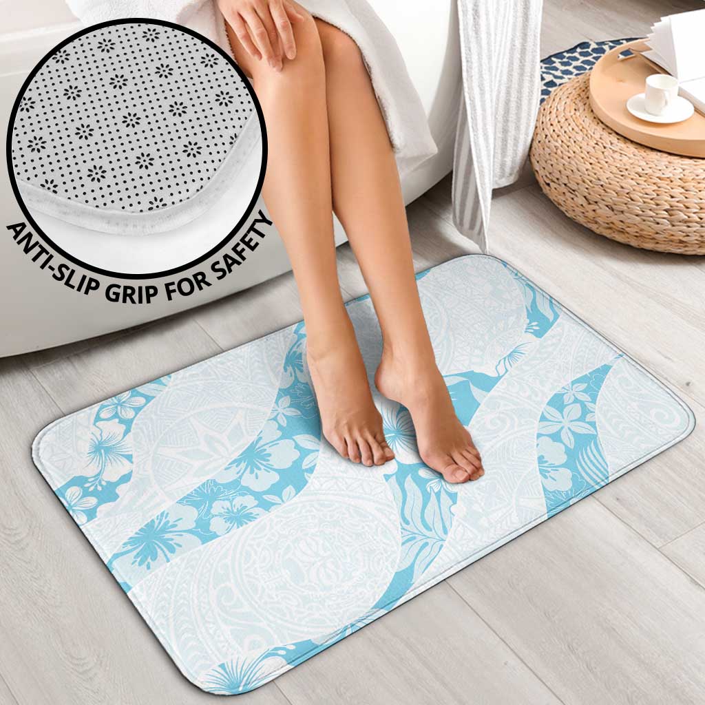 Aloha Hawaii Floral Tapa Bathroom Set Patchwork Turquoise - Polynesian Pride