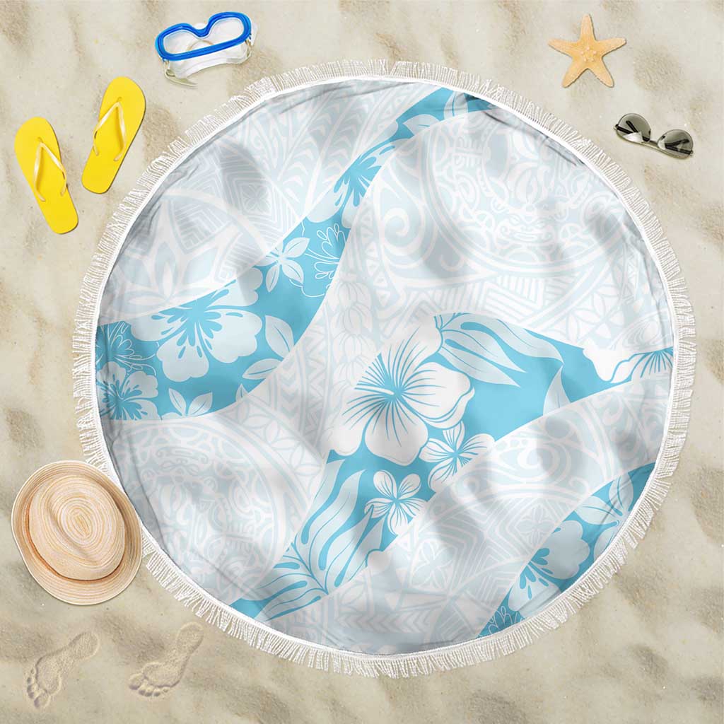 Aloha Hawaii Floral Tapa Beach Blanket Patchwork Turquoise - Polynesian Pride