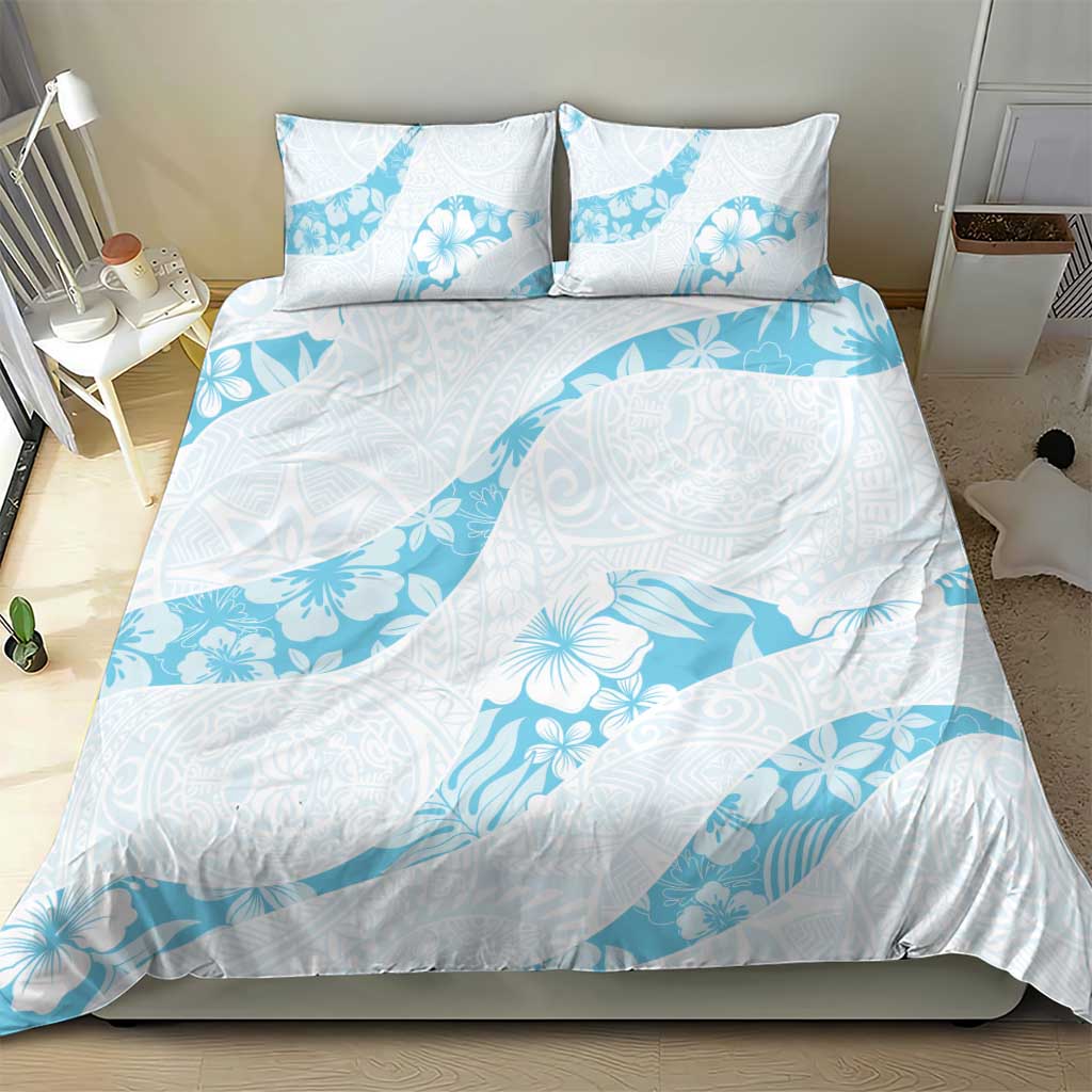 Aloha Hawaii Floral Tapa Bedding Set Patchwork Turquoise - Polynesian Pride
