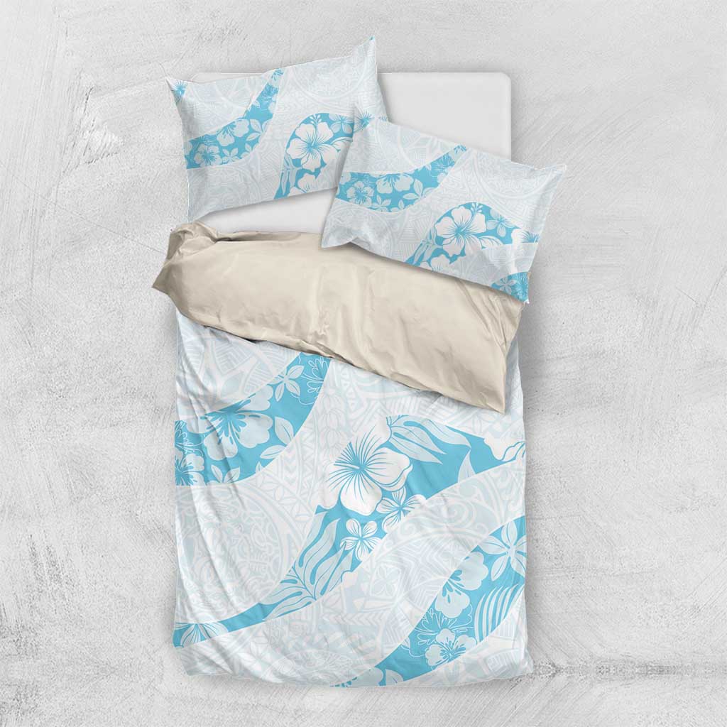 Aloha Hawaii Floral Tapa Bedding Set Patchwork Turquoise - Polynesian Pride