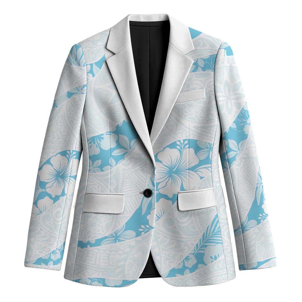 Aloha Hawaii Floral Tapa Blazer Patchwork Turquoise LT7 Unisex Turquoise - Polynesian Pride