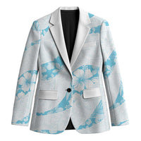 Aloha Hawaii Floral Tapa Blazer Patchwork Turquoise LT7 Unisex Turquoise - Polynesian Pride