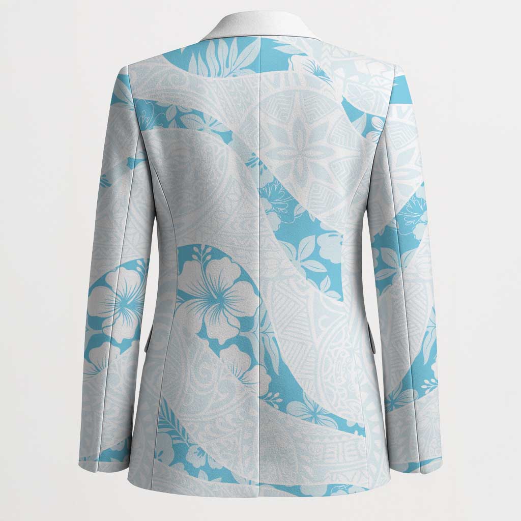 Aloha Hawaii Floral Tapa Blazer Patchwork Turquoise LT7 - Polynesian Pride