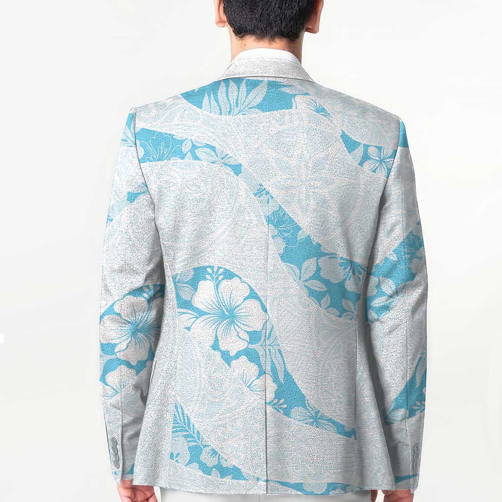 Aloha Hawaii Floral Tapa Blazer Patchwork Turquoise LT7 - Polynesian Pride