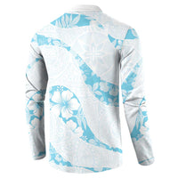 Aloha Hawaii Floral Tapa Button Sweatshirt Patchwork Turquoise - Polynesian Pride