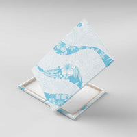 Aloha Hawaii Floral Tapa Canvas Wall Art Patchwork Turquoise - Polynesian Pride