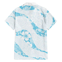 Aloha Hawaii Floral Tapa Family Matching Puletasi and Hawaiian Shirt Patchwork Turquoise - Polynesian Pride