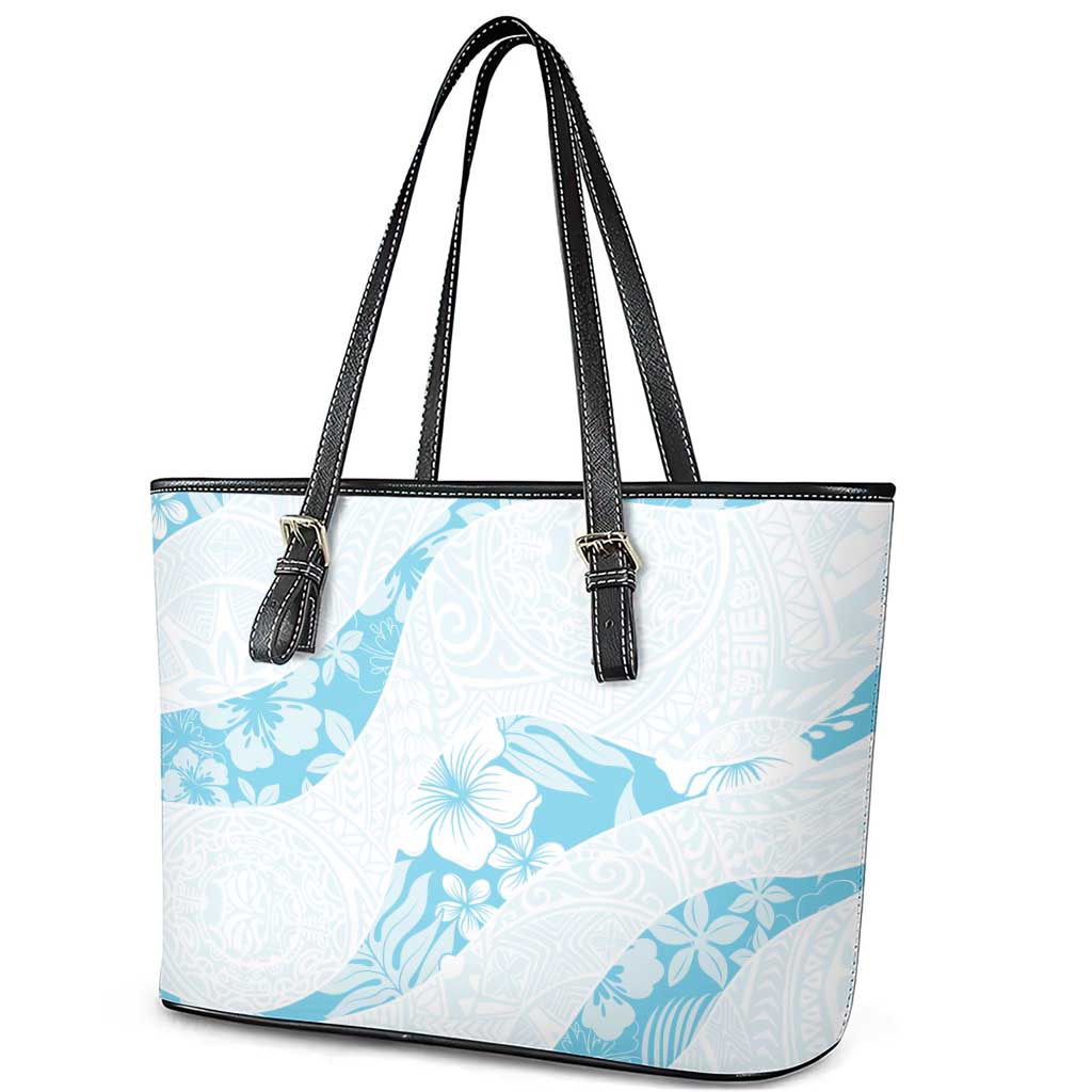 Aloha Hawaii Floral Tapa Leather Tote Bag Patchwork Turquoise - Polynesian Pride