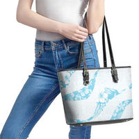 Aloha Hawaii Floral Tapa Leather Tote Bag Patchwork Turquoise - Polynesian Pride