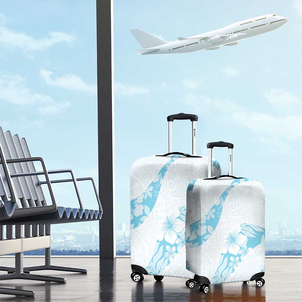 Aloha Hawaii Floral Tapa Luggage Cover Patchwork Turquoise - Polynesian Pride