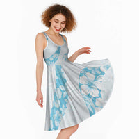 Aloha Hawaii Floral Tapa Midi Dress Patchwork Turquoise - Polynesian Pride