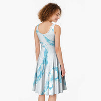 Aloha Hawaii Floral Tapa Midi Dress Patchwork Turquoise - Polynesian Pride