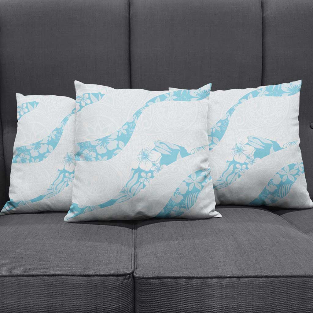 Aloha Hawaii Floral Tapa Pillow Cover Patchwork Turquoise - Polynesian Pride