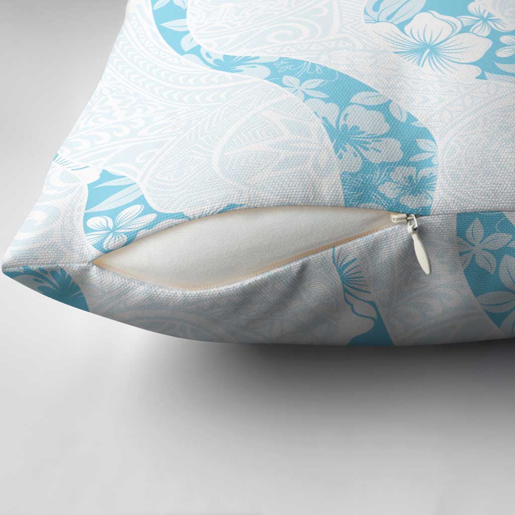 Aloha Hawaii Floral Tapa Pillow Cover Patchwork Turquoise - Polynesian Pride