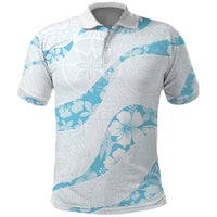 Aloha Hawaii Floral Tapa Polo Shirt Patchwork Turquoise - Polynesian Pride