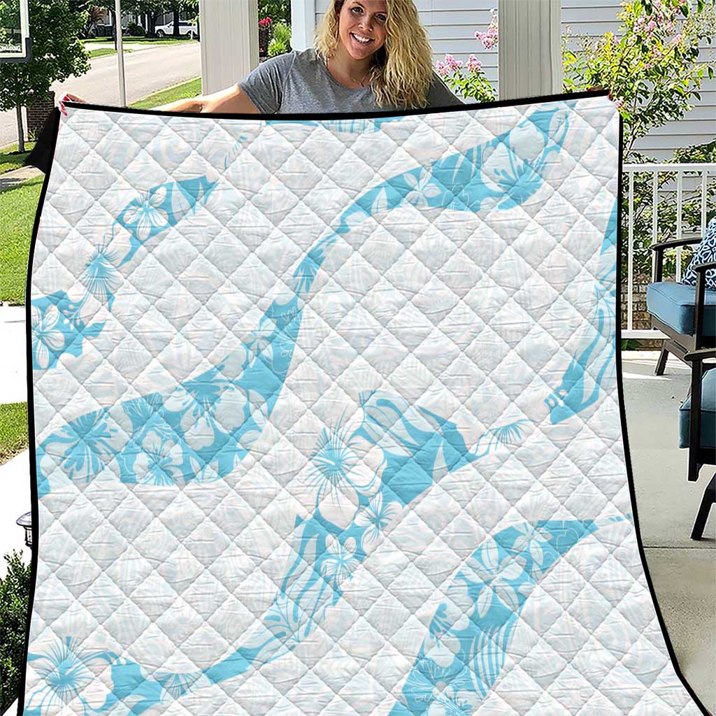 Aloha Hawaii Floral Tapa Quilt Patchwork Turquoise - Polynesian Pride