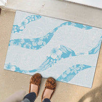 Aloha Hawaii Floral Tapa Rubber Doormat Patchwork Turquoise - Polynesian Pride