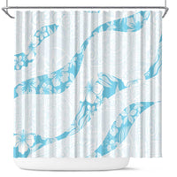 Aloha Hawaii Floral Tapa Shower Curtain Patchwork Turquoise - Polynesian Pride