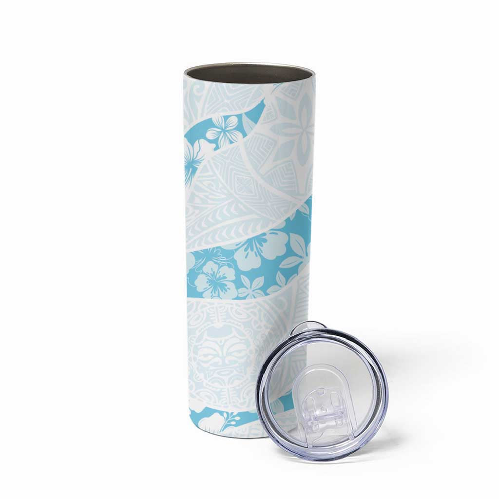 Aloha Hawaii Floral Tapa Skinny Tumbler Patchwork Turquoise - Polynesian Pride