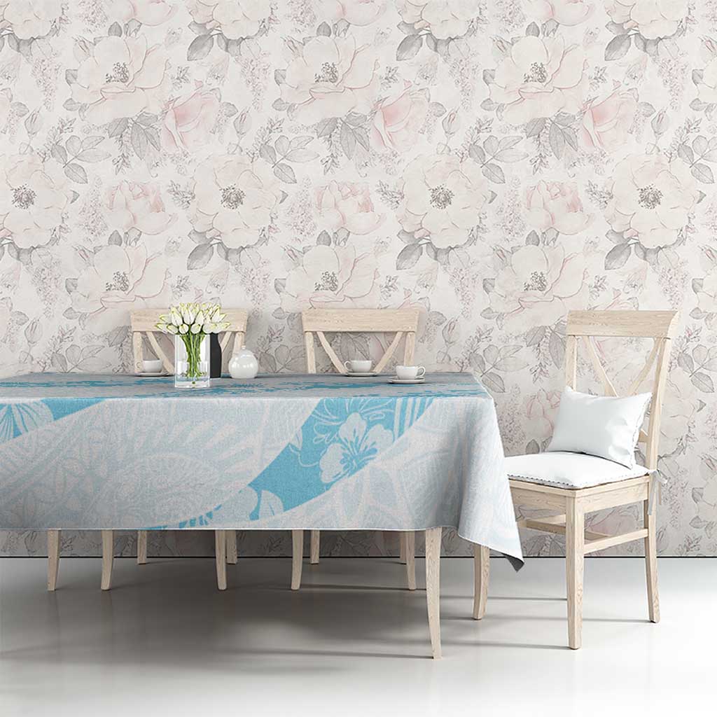 Aloha Hawaii Floral Tapa Tablecloth Patchwork Turquoise - Polynesian Pride