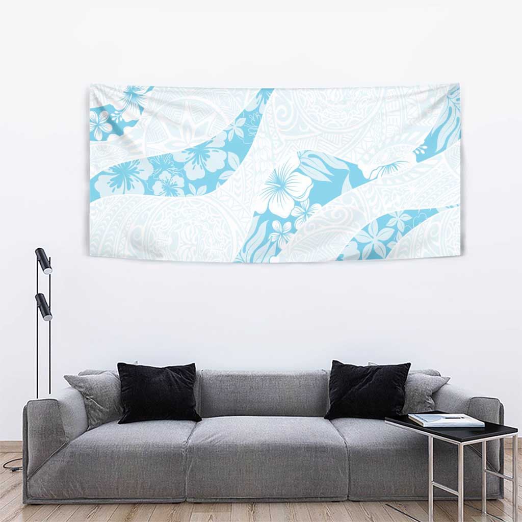 Aloha Hawaii Floral Tapa Tapestry Patchwork Turquoise - Polynesian Pride