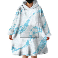 Aloha Hawaii Floral Tapa Wearable Blanket Hoodie Patchwork Turquoise - Polynesian Pride