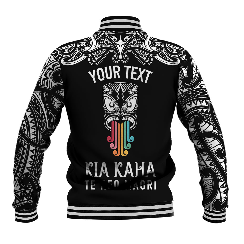 personalised-kia-kaha-te-reo-maori-baseball-jacket-hei-tiki-mix-koru-black