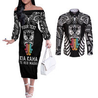 personalised-kia-kaha-te-reo-maori-couples-matching-off-the-shoulder-long-sleeve-dress-and-long-sleeve-button-shirts-hei-tiki-mix-koru-black