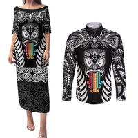 personalised-kia-kaha-te-reo-maori-couples-matching-puletasi-dress-and-long-sleeve-button-shirts-hei-tiki-mix-koru-black
