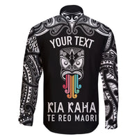 Personalised Kia Kaha Te Reo Maori Family Matching Off Shoulder Maxi Dress and Hawaiian Shirt Hei Tiki Mix Koru - Black LT7 - Polynesian Pride