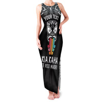Personalised Kia Kaha Te Reo Maori Family Matching Tank Maxi Dress and Hawaiian Shirt Hei Tiki Mix Koru - Black LT7 Mom's Dress Black - Polynesian Pride