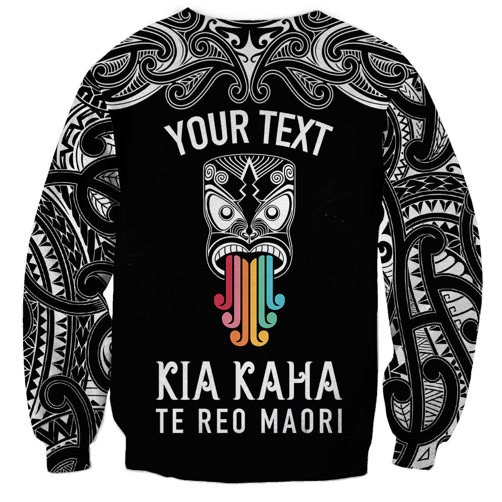 Personalised Kia Kaha Te Reo Maori Sweatshirt Hei Tiki Mix Koru - Black LT7 - Polynesian Pride