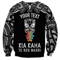 Personalised Kia Kaha Te Reo Maori Sweatshirt Hei Tiki Mix Koru - Black LT7 - Polynesian Pride