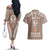 personalised-kia-kaha-te-reo-maori-couples-matching-off-the-shoulder-long-sleeve-dress-and-hawaiian-shirt-hei-tiki-mix-koru-brown