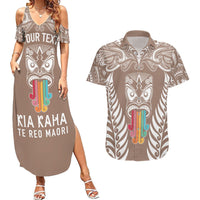 personalised-kia-kaha-te-reo-maori-couples-matching-summer-maxi-dress-and-hawaiian-shirt-hei-tiki-mix-koru-brown