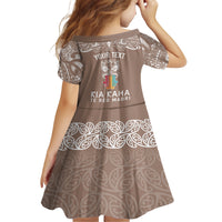 Personalised Kia Kaha Te Reo Maori Family Matching Tank Maxi Dress and Hawaiian Shirt Hei Tiki Mix Koru - Brown LT7 - Polynesian Pride
